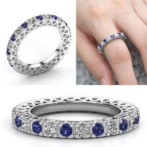 BNIB Sterling Sapphire & CZ Eternity Band